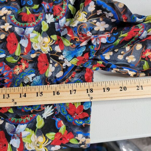 Alice + Olivia Colby Silk Island Watercolor Blouse - Picture 5 of 16